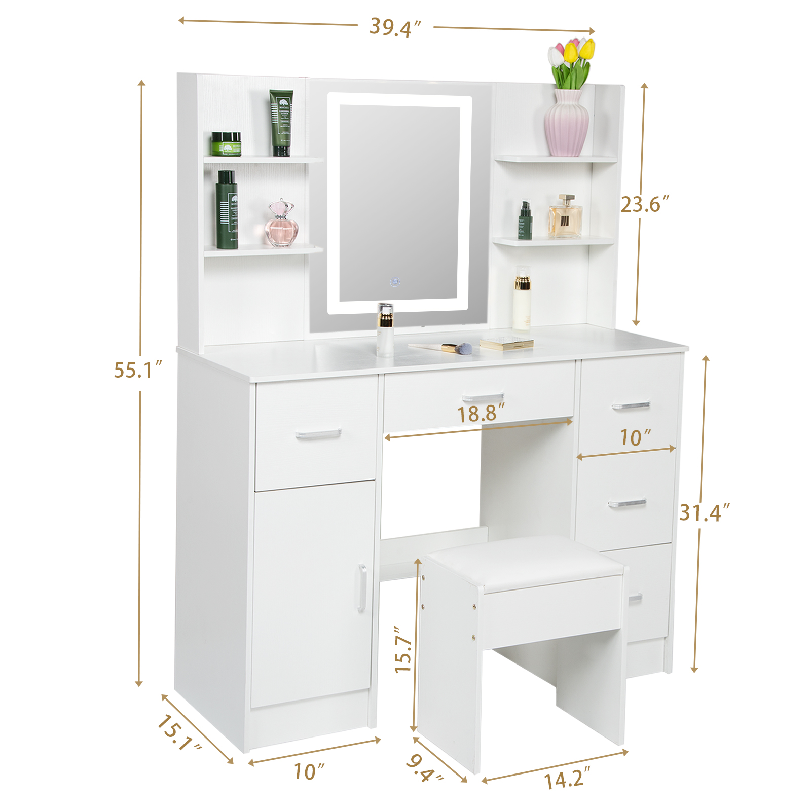 Conjunto de Mesa de Maquiagem  - Beauty Makeup Vanity Set avaliação e preço